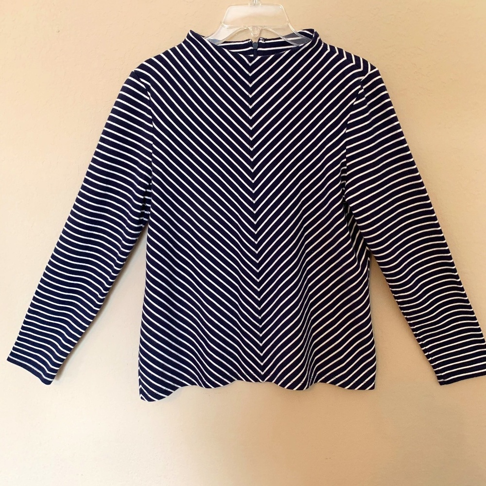 Talbots Long Sleeve Navy & White Women's Top L